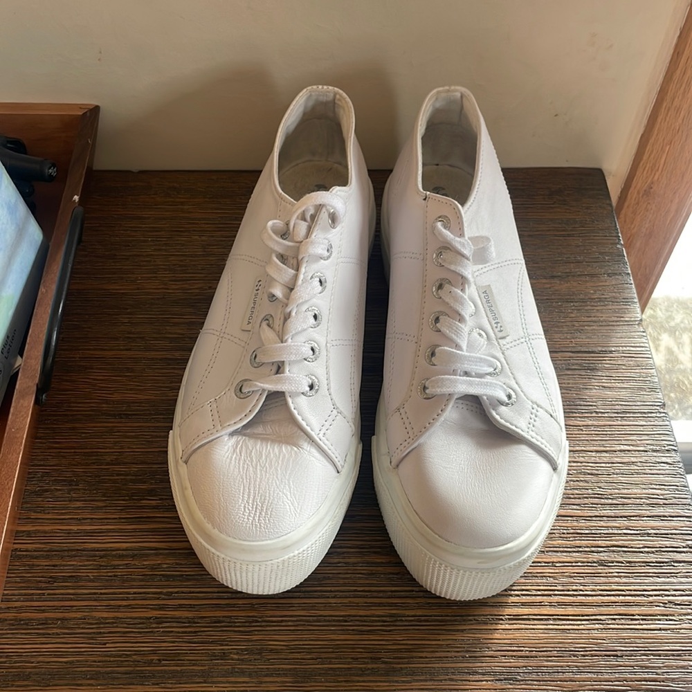 SUPERGA WHITE PLATFORM SNEAKER